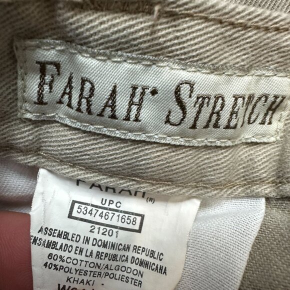 Farah Stretch Mens Khaki Tailored Trousers W34 L29 Cotton/Polyester Blend - Picture 5 of 7